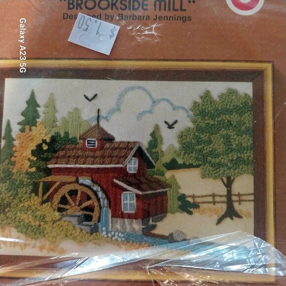 Jiffy Stitchery "Brookside Mill" Wool Needlepoint Kit Vintage Country Cottage - Picture 3 of 6